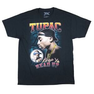 Tupac 2Pac “ Keep Ya Head Up” Black Screen Printed T shirt Size MEDIUM adult